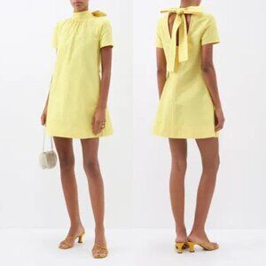 NWT Staud Ilana Mini Dress Oversized High Neck Short Sleeves Back Bow Sz Small